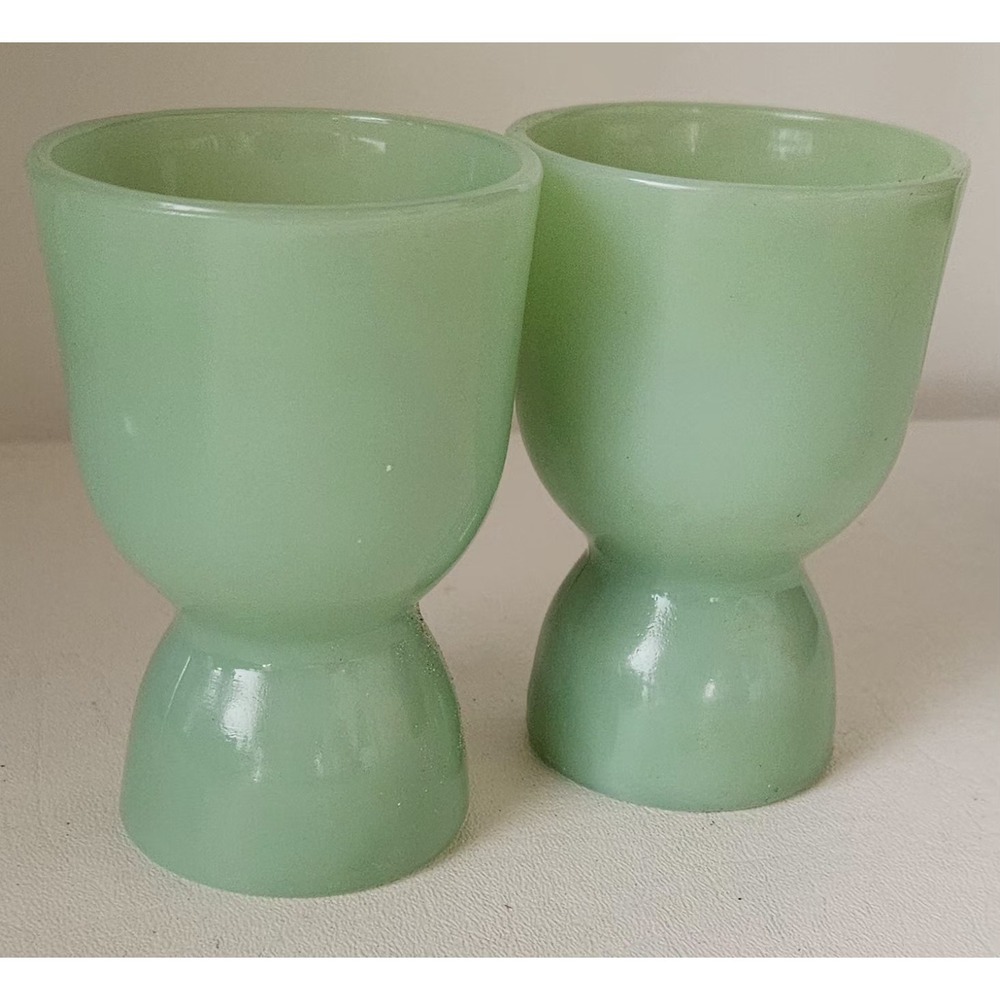Vintage 2 Fire King Jadeite Original Egg Cups